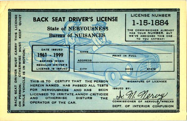 Printable Backseat Drivers License
